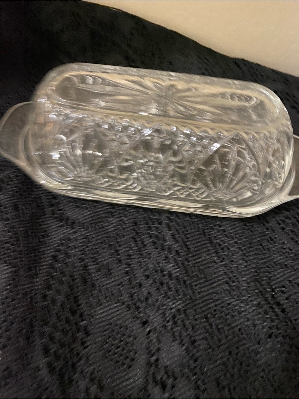 Source Unknown Clear Pressed Glass Butter Dish with Lid